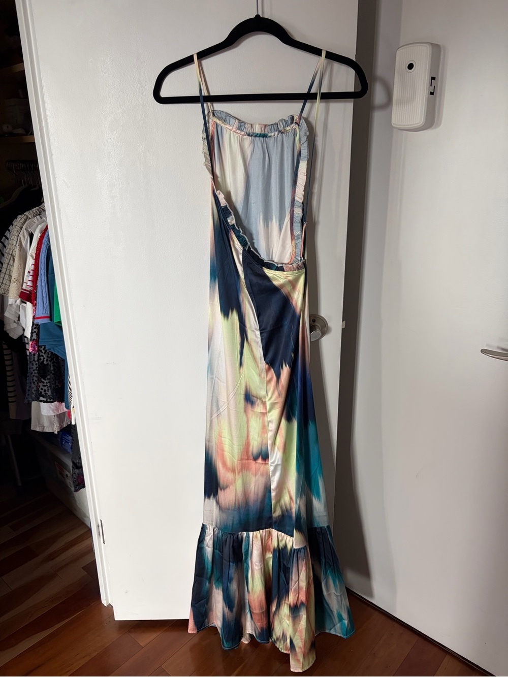Anthropologie Maxi Halter Sundress in Teal Blue Tie-Dye - Picture 4 of 6